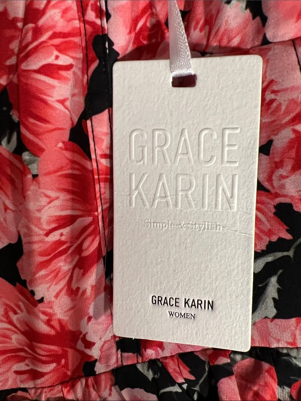 Grace Karin Black Maxi Dress with Red Floral Print - Picture 6 of 10